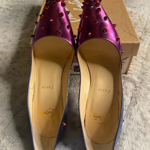 CHRISTIAN LOUBOUTIN Patent Scarabe Degraspike 120 Pumps Rose Digitale Size 38.5 - Picture 8 of 12